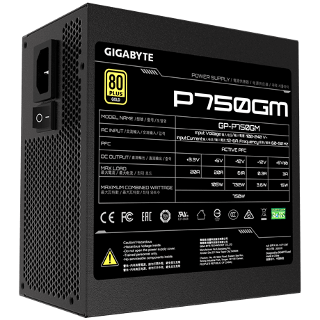 GIGABYTE P750GM/750W/ATX/80PLUS Gold/Modular/Retail