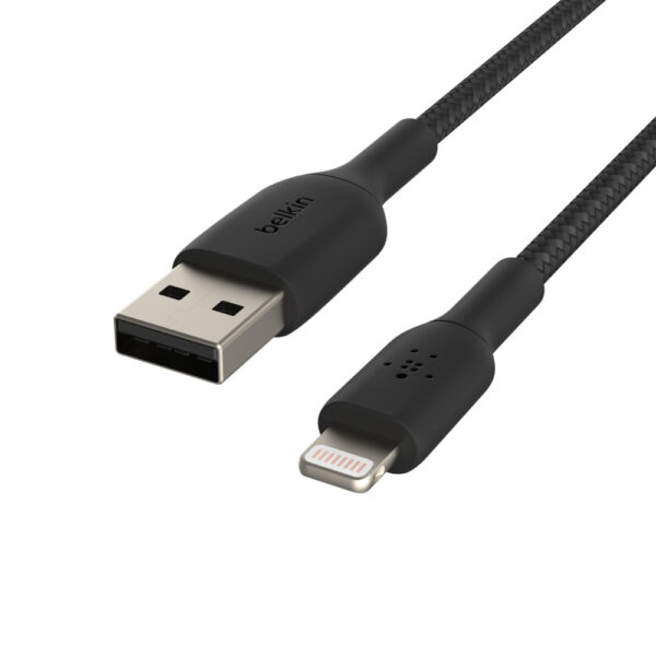 22-6 BELKIN kabel oplétaný USB-A - Lightning, 1m, černý