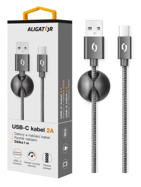 22452_800_600 ALIGATOR PREMIUM Datový kabel 2A, USB-C černý