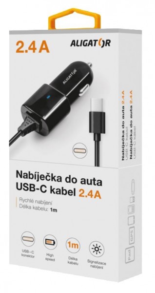 22741_3_800_600 Aligator nab. do auta USB-C s USB TCH 2,4A černá