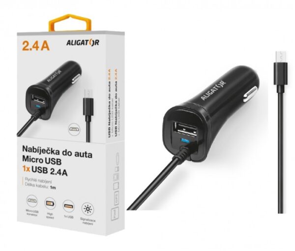 22743_800_600 Aligator nab. do auta 2xUSB výstupem 2,4A, černá