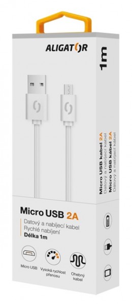 ALIGATOR Datový kabel 2A, Micro USB bílý
