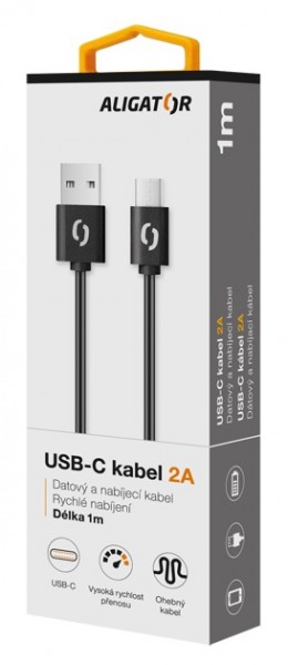 ALIGATOR Datový kabel 2A, USB-C černý