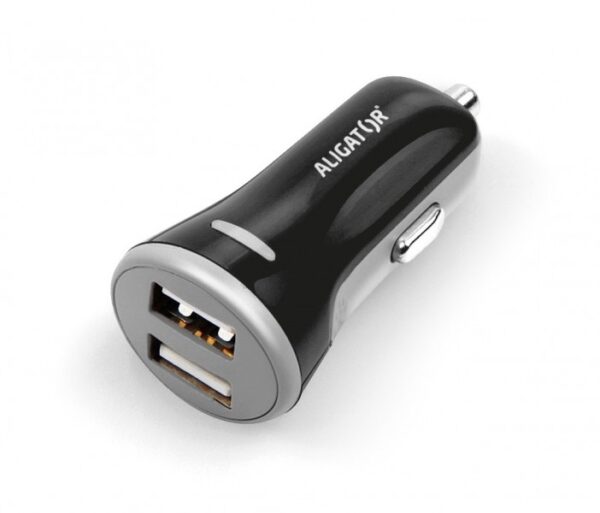 23042_2_800_600 ALIGATOR Chytrá nabíječka do auta 3.4A, 2xUSB, smart IC, černá, USB-C kabel