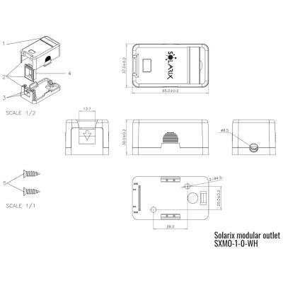 23100121_2 Zásuvka modulární Solarix pro 1 keystone na omítku bílá SXMO-1-0-WH