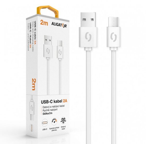 23359_800_600 ALIGATOR Datový kabe 2A USB-C 2m, bílý