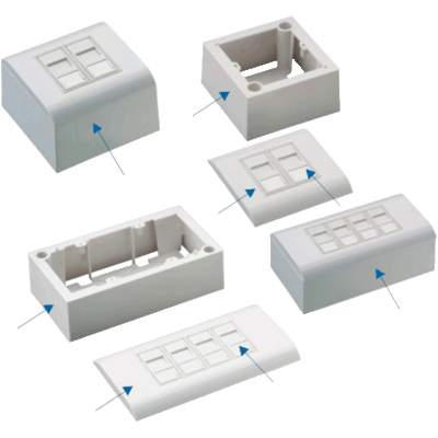 236x_sestava_Shutter_400 DATACOM Modul.dat.zásuvka STP CAT5E 4xRJ45 na i pod omítku