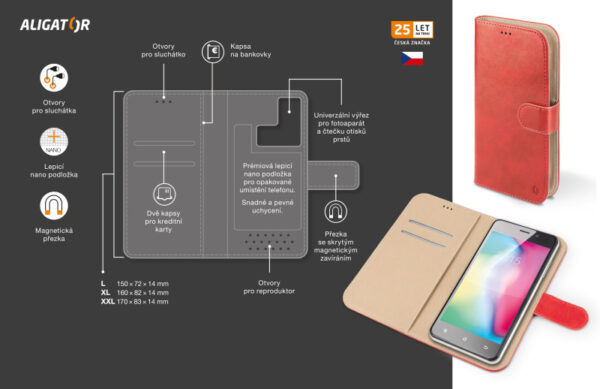 ALIGATOR Pouzdro UNIVERSE, vel.XL (160*81),červená