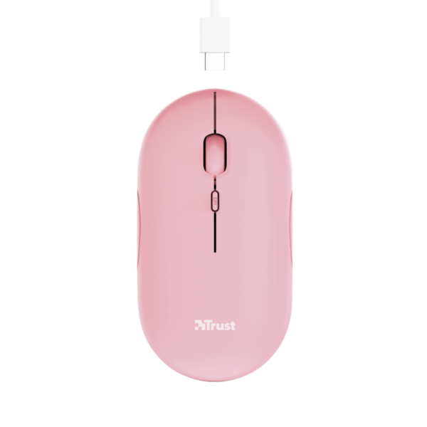 TRUST PUCK/Cestovní/Optická/1 600 DPI/USB+BT/Růžová
