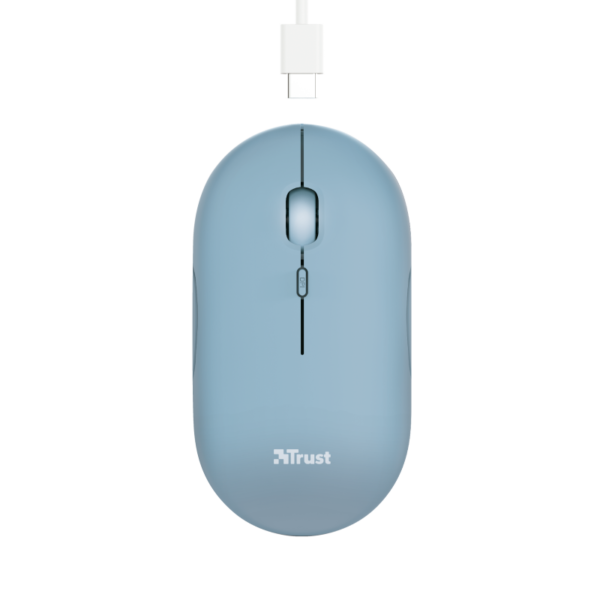 TRUST PUCK/Cestovní/Optická/1 600 DPI/USB+BT/Modrá