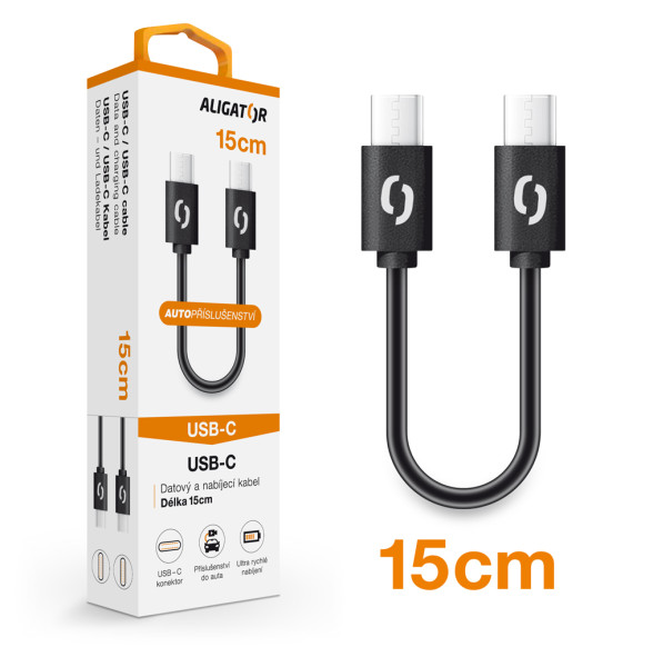 24688_800_600_s ALIGATOR Datový kabel POWER USB-C/USB-C 15cm, černý