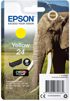 Epson Singlepack Yellow 24 Claria Photo HD Ink
