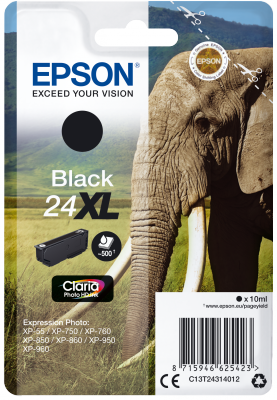 24xl_k_elephant_png Epson Singlepack Black 24XL Claria Photo HD Ink