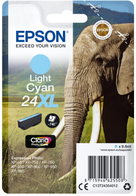 24xl_lc_elephant_png Epson Singlepack Light Cyan 24XL Claria Photo Ink