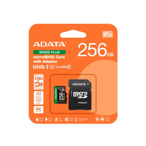 Adata Speed Plus/Micro SD/256GB/UHS-I U3 / Class 10/+ Adaptér