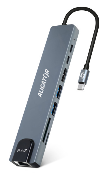 26430_1_800_600 Aligator Dokovací stanice USB-C / Hub 8v1 (USB-C / 2xUSB / SD / MicroSD/ HDTV / RJ45)