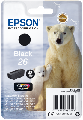 26_k_polar_bear_png Epson Singlepack Black 26 Claria Premium Ink