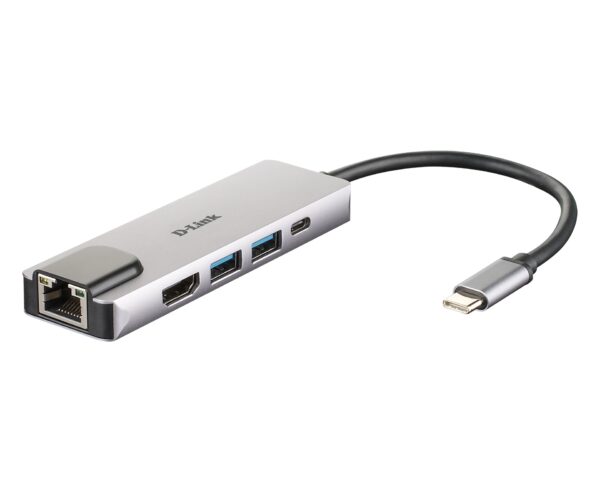 2DUB-M520-D1_s D-Link 5-in-1 USB-C Hub with HDMI/Ethernet and Power Delivery