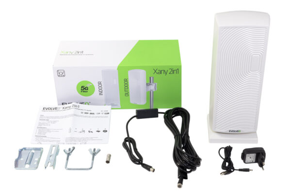 2x EVOLVEO Xany 2in1, aktivní venkovní/pokojová anténa FM/DAB+/DVB-T2, filtr LTE,4G,5G