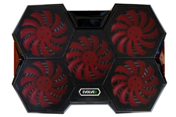 3-329 EVOLVEO Ania 14, chladicí podložka pro notebook, 5x ventilátor, červené podsvícení
