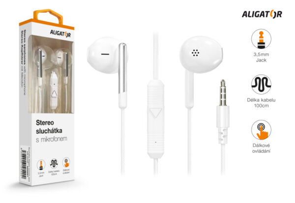 3-354 ALIGATOR AE008/Stereo/Jack/Drát/Bílá