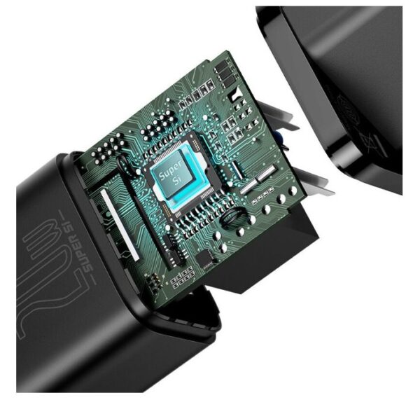 3-5641 Baseus rychlonabíječka do sítě Super Si USB-C PD QC 20W černá s kabelem USB-C/Lightning 1m