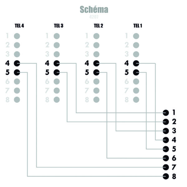3-5650 DATACOM Rozčtverka UTP CAT3 4xRJ45 (8p2c-1M/4F)