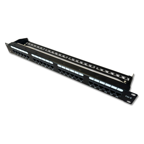 3092_h_800_s DATACOM Patch panel 19" UTP 24 port CAT6 DUAL 1U BK (4x6p) VL