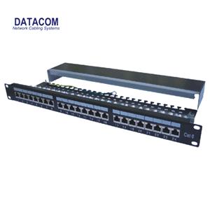 3121_STP_PP_24_C6_400_s DATACOM Patch panel 24p.CAT6 1U 3x8 LSA, STP 19" černý s vyvázáním