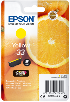 Epson Singlepack Yellow 33 Claria Premium Ink