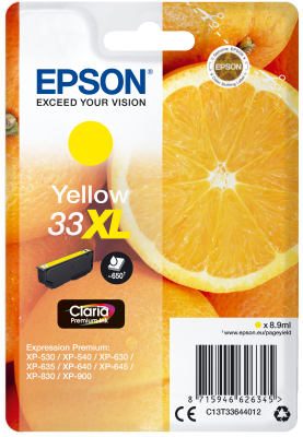 Epson Singlepack Yellow 33XL Claria Premium Ink
