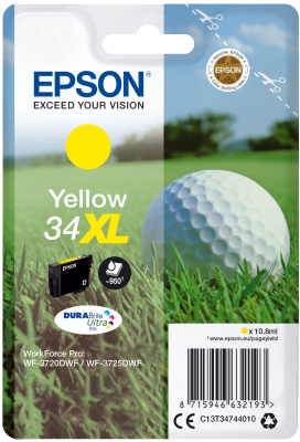 34_y_xl_golf-ball_png Epson Singlepack Yellow 34XL DURABrite Ultra Ink