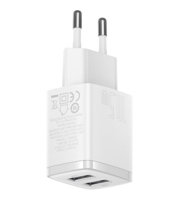 4-1054 Baseus nabíječka do sítě Compact 2xUSB 10,5W bílá
