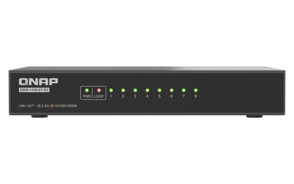 4-1230 QNAP switch QSW-1108-8T-R2 (8x 2,5GbE port, pasivní chlazení, podpora 100M/ 1G/ 2,5G)