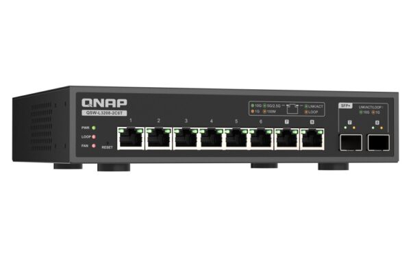 QNAP switch QSW-L3208-2C6T (6x 10GbE port, 2x 10G SFP+/NBASE-T Combo, Lite Managed)