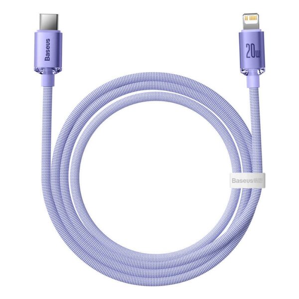 4-214 Baseus CAJY000205 Crystal Shine Series Datový Kabel USB-C - Lightning 20W 1,2m Purple