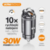 4-56 Aligator mini nabíječka do auta Power Delivery 30W,USB-C + USB-A, USB-C kabel pro iPhone/iPad