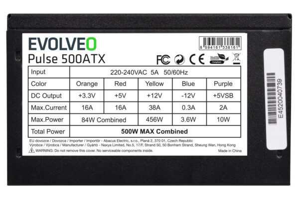 EVOLVEO Pulse 500,zdroj 500W,ATX,tichý,bulk,3YRW