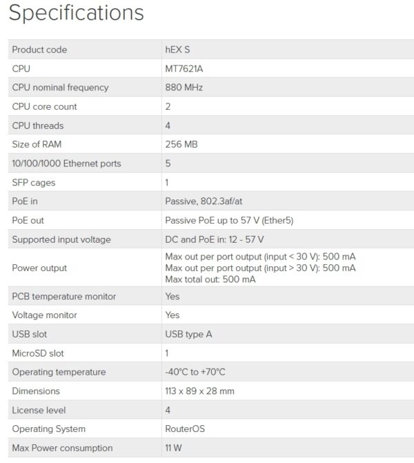 Mikrotik RB760iGS 880MHz,256MB RAM, 5x LAN, ROS L4