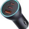 4-752 Baseus CGJP010013 Nabíječka do Auta Triple Quick Charger USB/USB-C/USB-C 65W Dark Grey