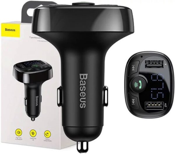5-337 Baseus bluetooth MP3 FM Transmiter s nabíjením 2xUSB 3.4A černý