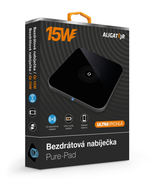 5-597 ALIGATOR bezdrátová nabíječka Aligator Pure-Pad 15W, černá