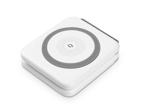 5-600 Bezdrátová nabíječka ALIGATOR Mag-Book 2v1, určeno pro MagSafe a nabíjení Apple Watch, 15W, bílá