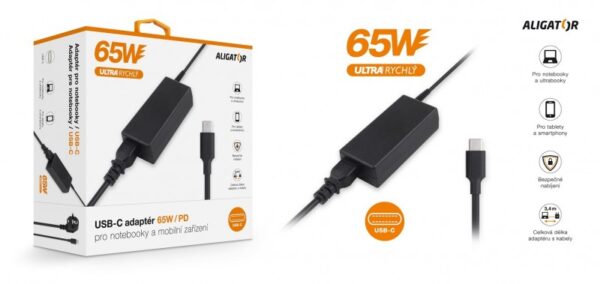 5-640 Aligator Power Delivery 65W USB-C adaptér