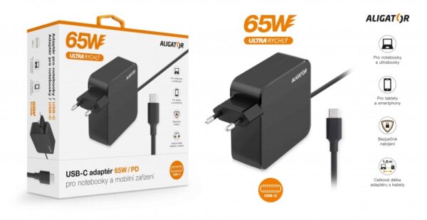 5-641 Aligator Power Delivery 65W USB-C adaptér