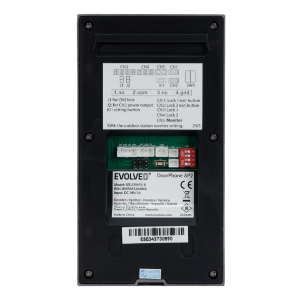 5-724 EVOLVEO DoorPhone AP2-2 drátový videotelefon pro dva byty s aplikací, černý