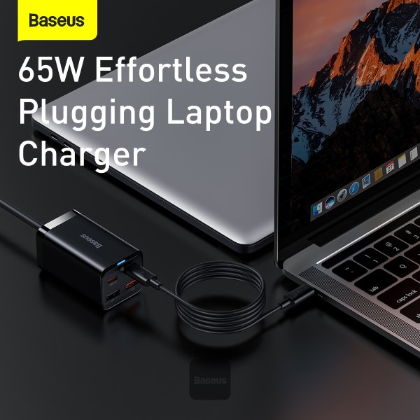 5-748 Baseus rychlonabíječka do sítě GaN3 Pro, 2x USB-C, 2x USB 65W černá