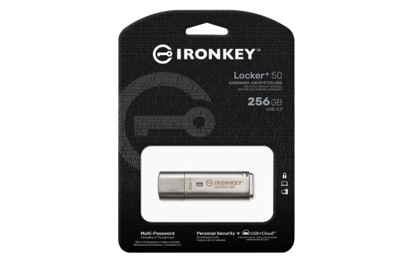Kingston IronKey Locker+ 50/256GB/USB 3.1/USB-A/Stříbrná
