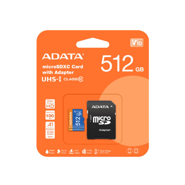 512-2 Adata/micro SDXC/512GB/UHS-I U1 / Class 10/+ Adaptér