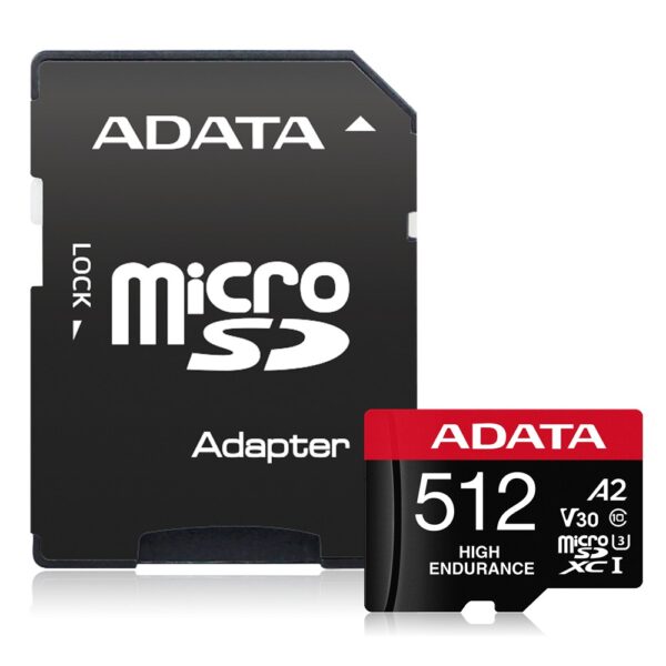 512s-1 Adata High Endurance/Micro SD/512GB/UHS-I U3 / Class 10/+ Adaptér